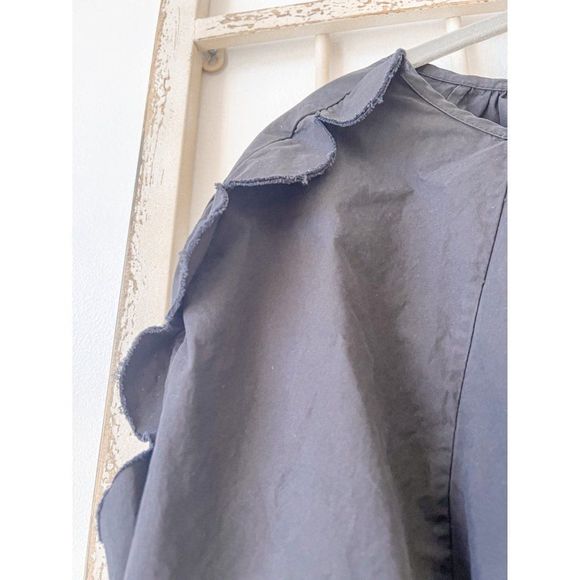 COPY - Anthropologie Naya Rea Black Daria Scalloped Cotton Poplin Dress - Picture 8 of 8